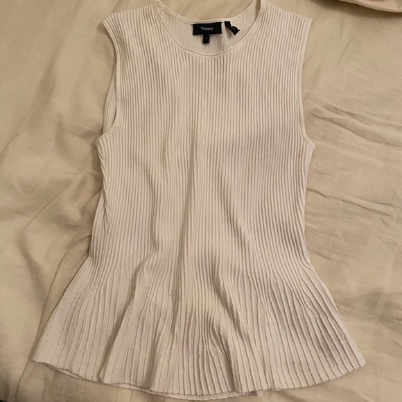 Theory Tops - Theory Ribbed Peplum Sleeveless Sweater Top Small
